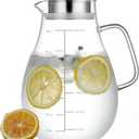 84.5oz Borosilicate Glass Teapot with 304 Stainless Steel Lid & Built-in Strainer, Stovetop & Microwave Safe Tea Kettle for Loose Leaf/Iced/Fruit/Herbal Tea, 2500ml Clear Pot