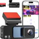4K Dash Cam Front and Rear 3.2in HD Wireless Mounted Camera for Cars,Built-in 5GWiFi&G-Sensor,Super Night Vision,HDR, Loop Recording App Control 24 Hours Parking Monitor Included 32GB Card (Black)