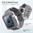 FITO Compatible with Apple Watch Bands 44mm 42mm Series with Case, Rugged Breathable TPU Sport Strap Bands Applicable to iWatch Series 8/SE 2022/7/6/5/4/3/2/1/SE - Grey