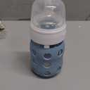 Lifefactory 8-Ounce Wide Neck Glass Baby Bottle with Protective Silicone Sleeve and Stage 2 Nipple, Denim (LG2211WDE4)