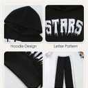 Girls' Clothing Set Crop Top Letter Hoodie Sweatpants Fall Winter Outfits Tween Girl Trendy Clothes Activewear 8-12 (Black)