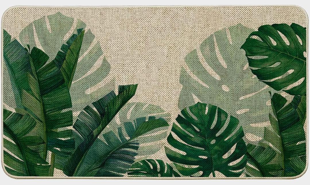 Baccessor Monstera Leaf Spring Door mat Banana Tropical Green Leaves Doormat Summer Welcome Mat Decorative Front Outdoor Door Mats Anti-Slip Rubber for Seasonal Kitchen Floor Decoration 17 x 29 Inch