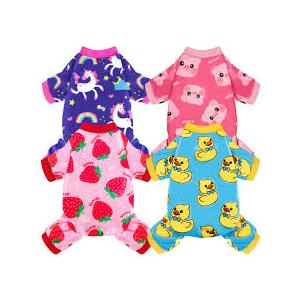 3 Pack Dog Pajamas Soft Lightweight Dog Recovery Suit Onesie Clothes for Small Medium Female Boys Girls Dogs Cats (M (Back: 12",Chest: 16", Neck:10.2"), Unicorn,Pig,Strawberry,Duck)