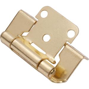 DecoBasics 1/2 Overlay (Brass Plated) Gold Cabinet Hinges (10 Pair - 20 Pack) - Semi Wrap Partial Wrap Overlay Kitchen Cabinet Hinges -Quick & Easy Installation