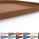 Silicone Pet Feeding Mat with Raised Edge for Food and Water, Dog Bowl Mats, Cat Bowls Placemat with High Lip for Floor Waterproof, Rubber Tray for Cats and Dogs 22 x 14 x0.8 Brown