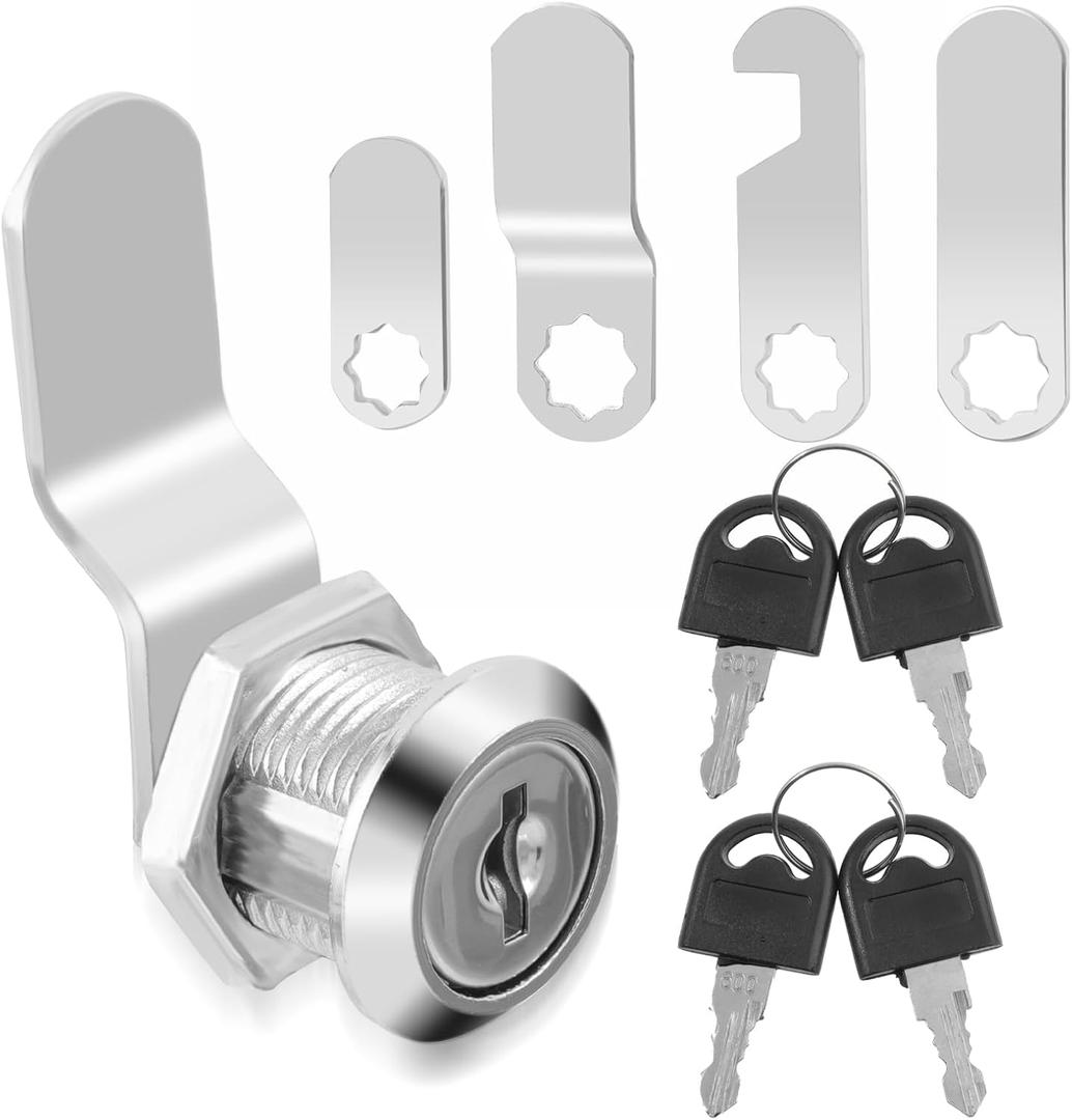 Andibro 16mm Mailbox Lock, Cabinet Lock with 4 Keys and 4 Different Locks Plates Mailbox Locker Furniture Lever Locks