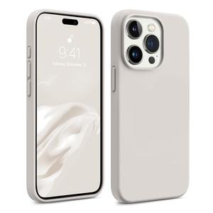 AOTESIER Shockproof for iPhone 15 Pro Case, [Food Grade Silicone] Phone Case [Military Drop Protection] with Soft Anti-Scratch Microfiber Lining, 6.1 inch, Stone