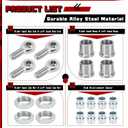 1.25'' Heim Joints Rod End Kit, 1 1/4'' Right and Left Hand Thread Chromoly Joints Heat Treated Chromoly with Round Tube Adapter, High Misalignment Spacer (2 Pair)