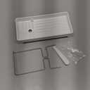 Plastic Sink Caddy, Rustproof Sponge Holder for Kitchen Sink with 304 Stainless-Steel Brush Holder, Countertop Rack Organizer with Raised Ridges & Silicone Drain Tube (Cream White, Large)