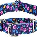 Martingale Dog Collars for Medium Large Dogs, No Slip Girl Dog Collars with Adjustable Soft Nylon and Special Bull Flower Design, for Small Dogs Also (S) (S (Neck 12"-17"), 9)