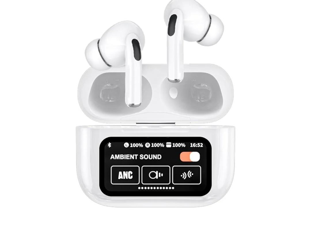 Wireless Bluetooth 5.4 Earbuds with ANC,Full Color Touch Screen Charging Case,Headphones with microphone,36H Battery Life,Active Noise Cancellation,mobile phones,laptops and tablets (Standard White)