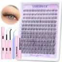 Lash Extension Kit Natural Lash Clusters Kit Wispy Eyelash Extension kit with Lash Bond and Seal and Lash Remover Eyelash Clusters Kit C Curved Individual Lashes by Lanflower