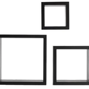 MELANNCO Floating Wall Square Cube Shelves for Bedroom, Living Room, Bathroom, Kitchen - Wood, Set of 3, Black