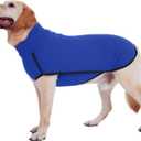 ROZKITCH Dog Winter Coat Soft Pullover Pajamas with Leash Hole, Pet Windproof Warm Cold Weather Jacket Vest Cozy Jumpsuit Apparel Outfit Clothes for Walking Hiking Travel Sleep Blue 4XL(Back Length:31.1")