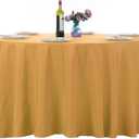 Ascoza 2pack 120 Inch Gold Round Tablecloth in Washable Polyester Fabric for Wedding/Banquet/Restaurant/Parties