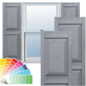 Builders Edge 12 in. W x 54 in. H TailorMade Vinyl 2 Equal Panels, Raised Panel Shutters Pair in Paintable  BEP2120054030 