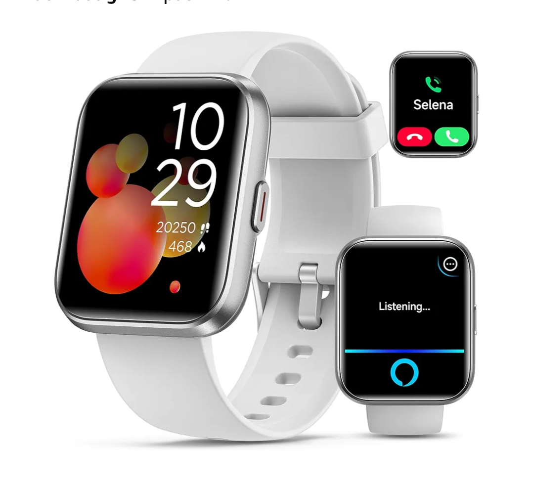 Smartwatch for Women, Compatible with Android & iPhone, 1.8'' Fitness Tracker Watch with Alexa, Call & Notification Alerts, Heart Rate & Sleep Monitor, 120 Sports Modes, Waterproof Watch for Women