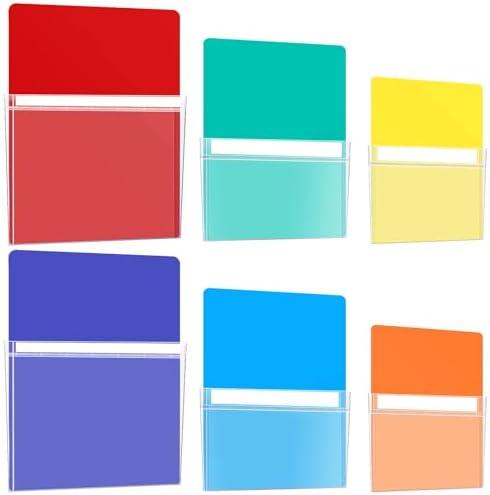 Ctosree 6 Pcs Magnetic File Holder 3 Size Magnetic Pen Holder Refrigerator Magnet Organizer Wall Fridge Pockets Planners Mail Storage Case Pencil Cup for Metal Cabinet Lockers (Multicolor)