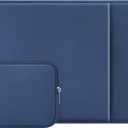 RAINYEAR 14 Inch Laptop Sleeve Case Protective Soft Padded Zipper Cover Carrying Computer Bag with Front Pocket & Accessories Pouch,Compatible with 14" Notebook Chromebook Tablet Ultrabook (Navy Blue)