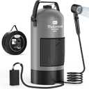 Portable Camping Shower with Battery Powered Pump, 5 Gal/20L Solar Heated Camp Shower Bag, 3-Mode Shower Head & Travel Case for Outdoor Camping, Beach Rinse & Dogs