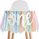 BEISHIDA 1st Birthday High Chair Banner Garland - Pastel Rainbow Baby Shower Decorations,Rainbow Theme Banner for First Birthday Party, Gender Neutral Highchair Decor