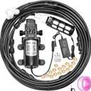 Misting Cooling System with Pump Filter Kit,20FT/6M Mist Line 6 Brass Mist Nozzle 116 PSI 5L/Min DIY for Outdooor Patio Porch Greenhouse Backyard | DIY AC Mister Cooling System with Pump Filter Mister Head Nozzle 116 PSI 5L/Min for Outdoor Patio Porch Greenhouse Backyard