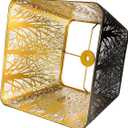 Medium Square Lamp Shades, ALUCSET Metal Lampshade with Pattern of Trees for Table Lamp and Floor Light, 7 x 10 x 7.5 Inch, Pattern of Trees (Black/Gold)