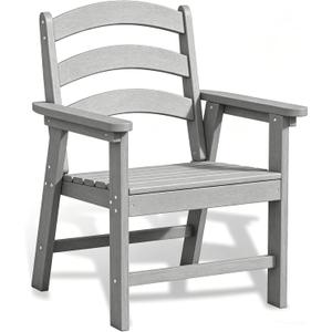 Patio Dining Chair Set, HDPE Outdoor Chairs with 385 lbs Weight Capacity, All Weather Fire Pit Chair for Porch, Pool, Deck, Backyard, Garden - Grey