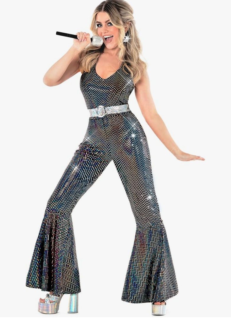 Morph Disco Costume Women - 70s Retro Jumpsuit Costume For Parties & Halloween - 70s Disco Outfits For Women