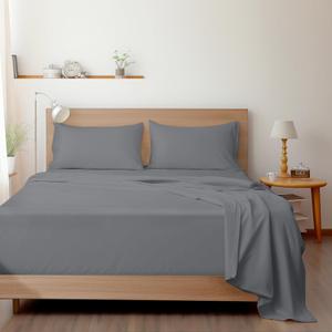 SPRINGSPIRIT Twin Sheets Set, 4 Piece Bed Sheets Set Deep Pockets, Super Soft Twin Sheets, Breathable Twin Bed Sheets Set, Grey (Twin (1 Pack))