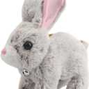 A-SZCXTOP Easter Hopping Rabbit Electronic Interactive Pet Plush Bunny Toy with Sounds Movements Animated Walking Wiggle Ears Twitch Nose for Toddlers Kids (Brown)