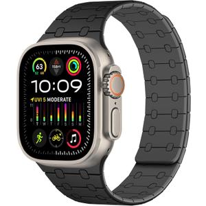 Amizee Magnetic Bands Compatible with Apple Watch Band 49/46/45/44/42mm Women Men, Sport Silicone Strap for iWatch Series 11 10 3