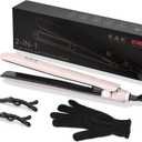 K&K Flat Iron Small Mini Tourmaline Titanium Hair Straightener 1 inch Plate 4D 360Swivel LED Display for Woman Short Hair Adjustable Temperature Dual Voltage 110v-220v Auto Shut Off (Pink)