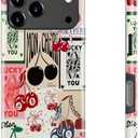 Goodon for iPhone 17 Pro Case - Compatible with Magsafe - Dual-Layer Hard Shell & Silicone Cover - Protective Phone Case with Cute Wildflower Designs for Women - Artistic Cherry Sandpaper
