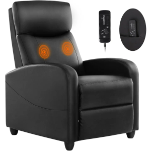 Sweetcrispy Massage Recliner Chair for Adults, Adjustable Home Theater Seating with Lumbar Support for Living Room, Modern Fabric Reclining, Black