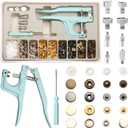 YUSBUTON Snap Button Kit - Metal & Plastic Buttons with Fastener Pliers Tool Kit for Leather & Fabric - 140PCS Snap Buttons for Clothes, (5 Color) 2024 (140 Sets)