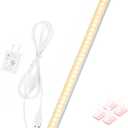 JUSJUBR 12-Inch Slim LED Under Cabinet Light with Memory Function, Warm White 3000K Dimmable USB Light Bar for Rooms