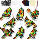 Lonfliness 32 Sets Bird Suncatchers Craft Kit DIY Birds Window Stained Glass Effect Paper Spring Home School Classroom Decoration Art Craft Creative Activity Project Gift Favor