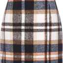 IDEALSANXUN Womens High Waist Plaid Skirt Bodycon Pencil Wool Mini Skirts (Medium, Brown)