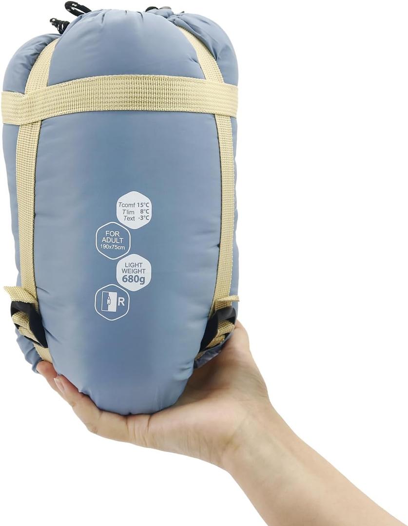 NewDoar Ultralight Backpacking Sleeping Bag - 50-70F, 1.5lbs, Waterproof & Machine Washable, 2-Way Zipper for Teens,Couples,Women,Men Compact for Hiking/Camping (M/L Sizes)