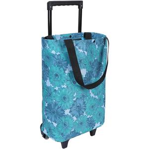 Small Collapsible Shopping Cart,Shopping Cart with Wheels,Folding (Flower)