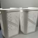 Mind Reader 60L Slim Laundry Hamper, Clothes Basket, Lid, Ventilated, Plastic, Set of 2, White