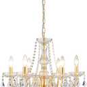 Crystal Chandelier Light Fixture, Modern K9 Crystal Chandeliers for Dining Room, 6-Lights Gold Ceiling Light, Adjustable Hanging Pendant Light Fixture for Living Room Entryway Kitchen Island Hallway, 27" High 22" Wide