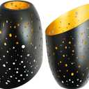 Small Lamp Shades Set of 2, ALUCSET Metal Lampshades 5.9" High x 4.7" Diameter x 1.65" Fitter, Torchiere Floor Lamp Shade Replacement, Laser Starlight Slanted Metal Standing Light Bulb Cover