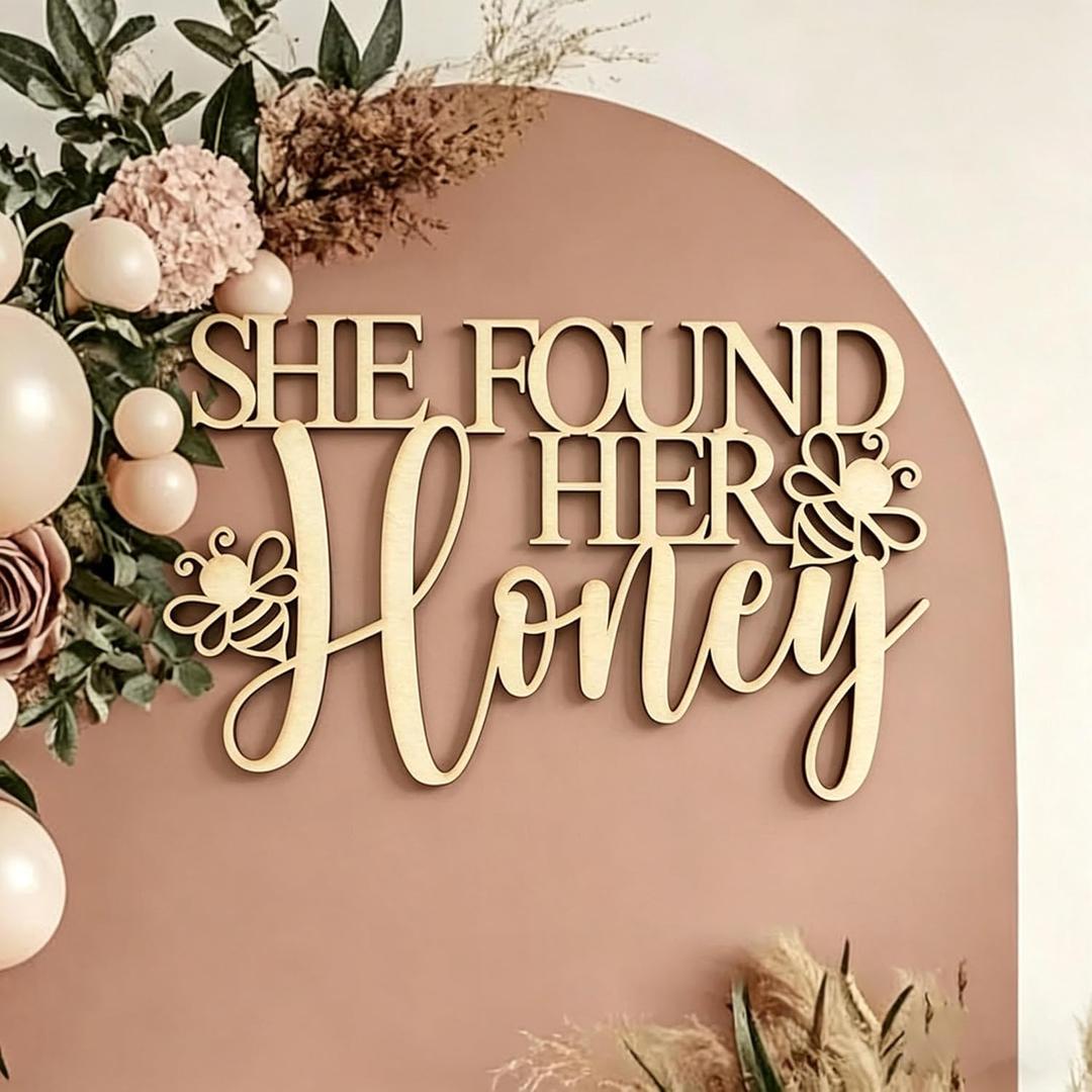 She Found Her Honey Sign for Backdrop, Bridal shower Party Wall Decorations for Honey Bee Bride to Bee Bridal Shower Engagement Wedding Bachelorette Party Supplies