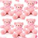 Aoriher 6 Pcs Bear Stuffed Animal Bulk Baby Shower Bear Plush Toys Soft Cute Sleeping and Playing Decorations for Kids Graduation Gift Baby Shower Birthday Party Favor(Pink)
