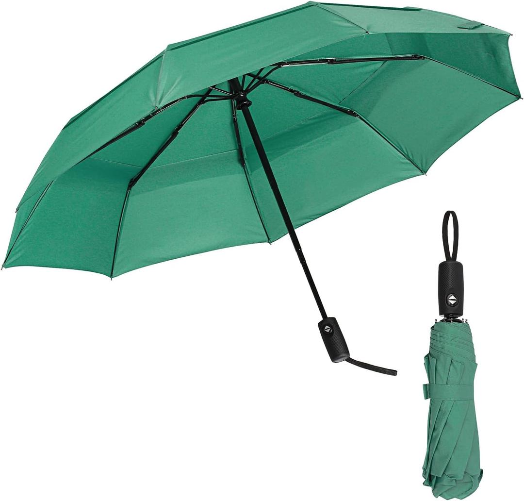 Mr. Pen- Windproof Travel Umbrella, Small Water-Resistant Automatic Folding Umbrella for Rain and Sun, Light, Compact and Portable for Women & Men, Fits Car & Backpack (Dark Green)