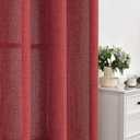 YoungsTex Burgundy Red Linen Curtains for Living Room 72 Inches Long - Light Filtering Drapes with Back Tab Rod Pocket Privacy Semi Sheer for Bedroom Windows, 2 Panels 52 X 72 Inch
