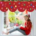 Breling 6 Pcs Christmas Kitchen Curtains Christmas Window Valance Curtain Decoration Xmas Rod Pocket Short Drapes Set for Classroom Living Room Bedroom Holiday Decor 36x24 in(Xmas Balls)