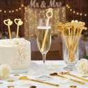 Wedding Drinking Stirrers 50 Pack Gold Swizzle Sticks Drink Mixers for Bridal Shower Bachelorette Party Champagne Acrylic Cocktails Coffee Bar Decoration Reusable Drink Accessories